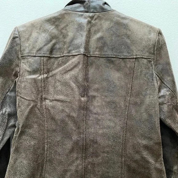 Vintage - Y2K Bohemian Retro Patterned Brown Leather Jacket - Picture 11 of 11